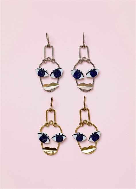 buy celine patchwork face earrings